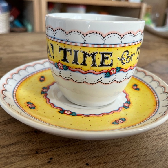 Mary Engelbreit Other - Vintage Mary Engelbreit Tea Cup & Saucer Time for Tea Andrews McMeel Publishing